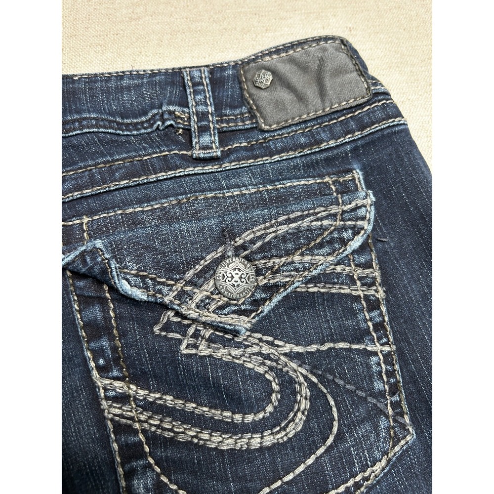 Silver Jeans Co. Women's 28x30 Dark Wash Bootcut Jeans Flap Pocket Stretch Denim - Picture 11 of 12